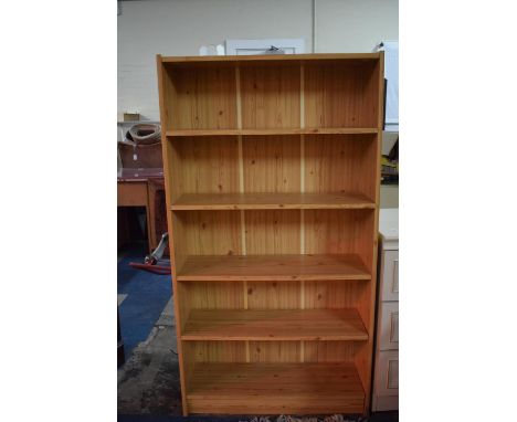 A Modern Five Shelf Pine Effect Open Bookcase, 73cm Wide 