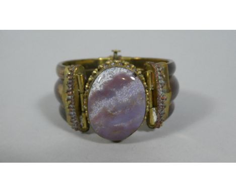 An African Horn and Hardstone Bangle 