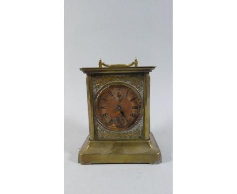 A Brass Carriage Clock, Missing Glass Dial and Movement in Need of Attention, 16cm High 