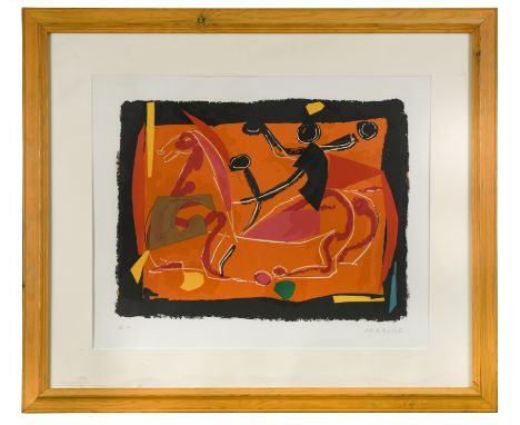 Figural abstract signed 'MARINO' (lower right) lithograph (Dimensions: 47 x 57cm )(47 x 57cm )