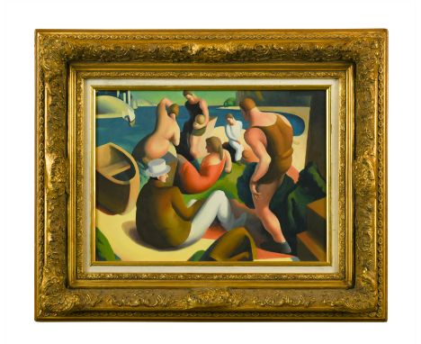Bathers oil on board (Dimensions: 29 x 39cm)(29 x 39cm)Condition report: Oil on panel. The painting is in an excellent condit