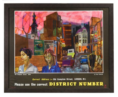 inscribed 'Correct Address - Old Compton Street, London, W.1., Please use the correct district number', colour print (Dimensi