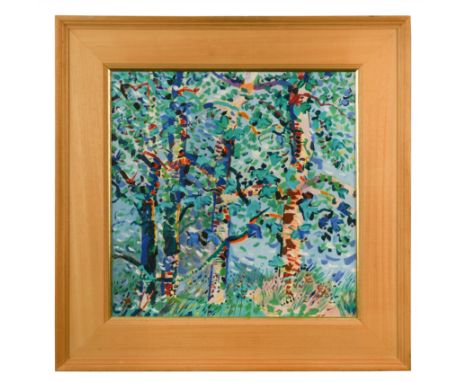 Wind and Leaves signed, titled and dated 1986 to the reverse oil on canvas (Dimensions: 45 x 45cm)(45 x 45cm)Condition report