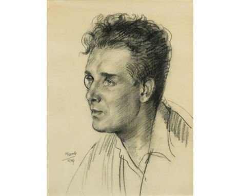Portrait of Grant Richards signed and dated 'H. Lamb / 1909' (lower left) black chalk (Dimensions: 29.5 x 23cm)(29.5 x 23cm)F