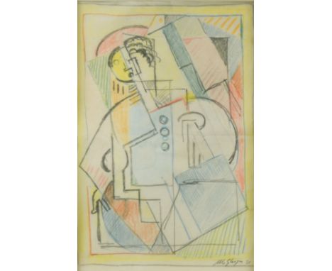 Portrait de Stravinsky signed and dated 'Alb Gleizes 21' (lower right) pencil and coloured crayons (Dimensions: 21 x 14cm)(21