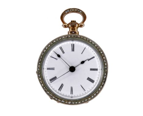 A silver gilt lady's open face pocket watch, made for the Chinese market, circa 1900, key wind, white enamel dial with black 