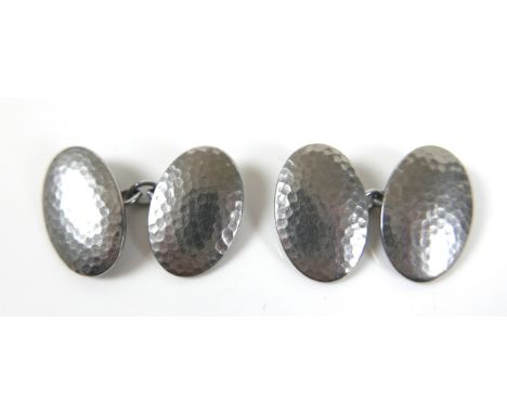 A pair of vintage Charles Horner white metal cufflinks, 19 by 13mm, boxed. 