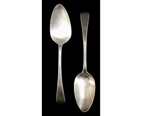 A pair of George III silver table spoons, terminals engraved with initials, RC, London 1801, 4.3toz, 22.5cm long. (2)