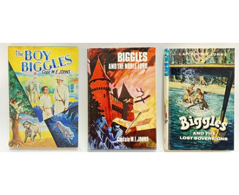 Three 'Biggles' books by Captain W.E. Johns comprising The Boy Biggles (1968, possible 1st edition), Biggles and the Noble Lo