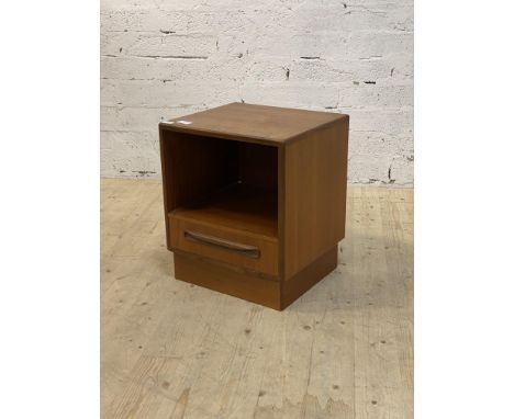 G-plan, a mid century 'Fresco' range teak bedside table, fitted with a drawer and open shelf. H54cm, W46cm, D40cm.&nbsp;