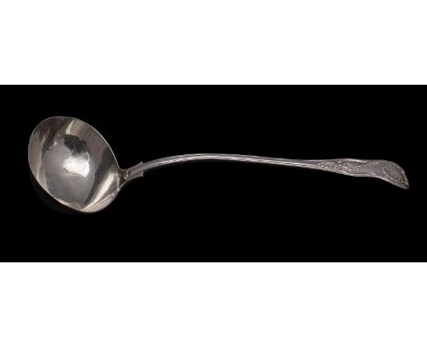 A Victorian silver Kings pattern soup ladle, maker Chawner & Co , London, 1867, 34cm long, 277gms, 8.90ozs