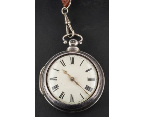 A Victorian, silver pair-cased, key wound, pocket watch, the white enamel dial with Roman numerals, the chain driven verge fu