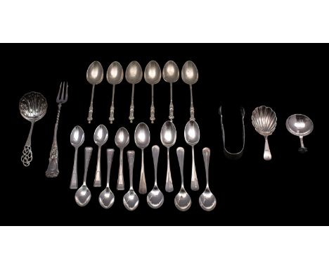 A mixed collection of silver and silver plated  tea, coffee and caddy spoons, various makers and dates, weighable silver 180g