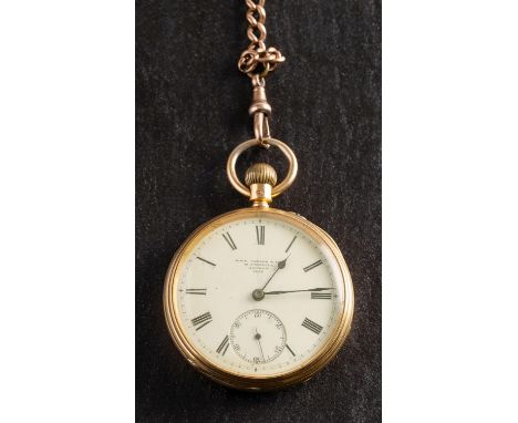 John Carter & Son, London a gold open-faced pocket watch, the three-quarter plate movement having a lever escapement and engr