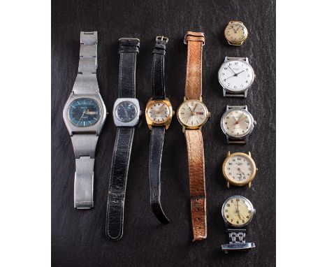 A collection of nine wristwatches, including amongst others, a Bulova, a Sekonda, a Rotary and a timex (a/f)