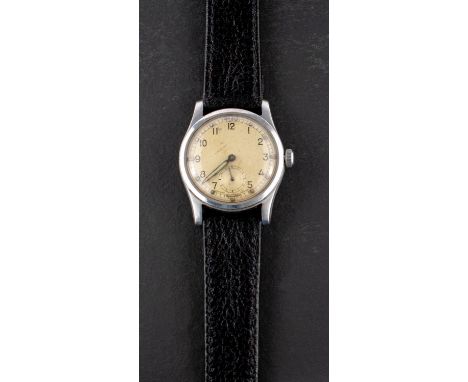 A military issue stainless steel ATP wristwatch the dial with Arabic numerals and subsidiary seconds dial, luminous hands and