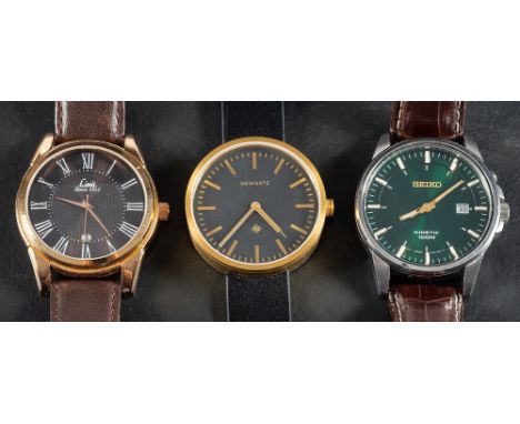 Seiko, a gentleman's wristwatch, the round stainless steel case having a green dial with baton numerals, a sweep seconds hand