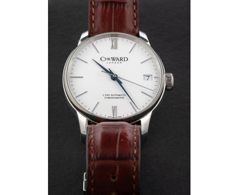Christopher Ward stainless steel Gentleman's wristwatch the dial with baton numerals, date aperture, tapered hands, sweep sec