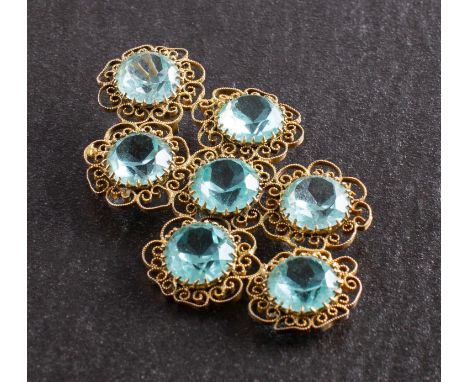 A light blue paste, filigree pendant, with French control marks for silver, total length ca. 7.5cm, total weight ca. 20.7gms.