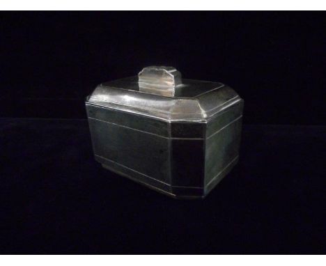 A rectangular plain silver trinket box of rectangular form with canted corners - Birmingham 1943