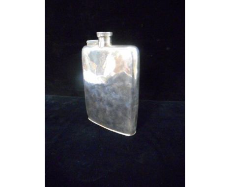 A plain silver hip flask - Birmingham 1924