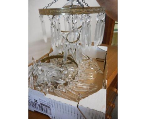 Three circular ceiling light fittings of basket form with icicle form drops