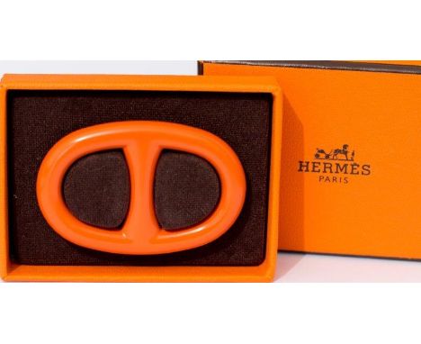 A Hermes Chaine D'Ancre orange scarf ring, boxed