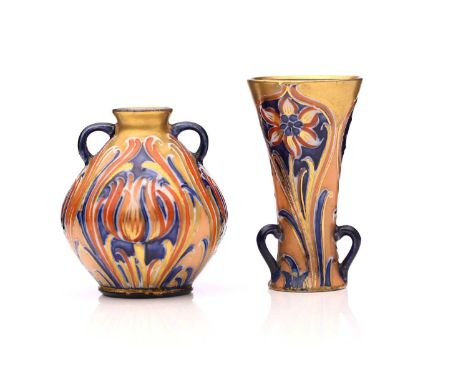 William Moorcroft for James MacIntyre, a miniature 'Alhambra' twin handled vase, circa 1903, amphora form, printed mark, 6cm 