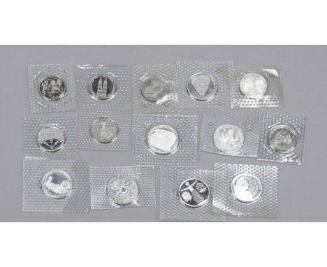 14 Münzen, 2. H. 20. Jh., 7 x 10 DM Silber + 7 x 5 DM versch. Metalle, 1987 - 2000, versch Motive, Schopenhauer, Expo 2000, K