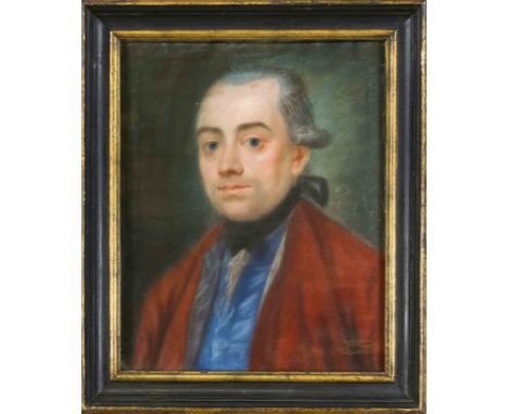 Ernest Gottlob (1744-1792), Leipziger Bildnismaler Ende 18. Jh., Portrait eines Mannes in roter Jacke, Pastell auf Pergament,