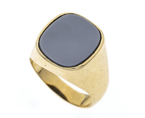 Lagenstein-Ring GG 585/000 mit einem Lagenstein in Antikform 15,6 x 14 mm, RG 64, W punziert, 9,4 g
