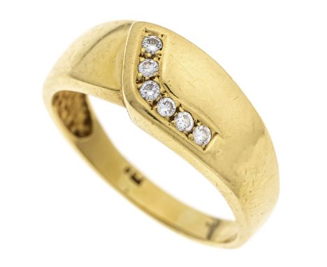 Brillant-Ring GG 750/000 mit 6 Brillanten, zus. 0,12 ct W/VS-SI, RG 67, 6,9 g