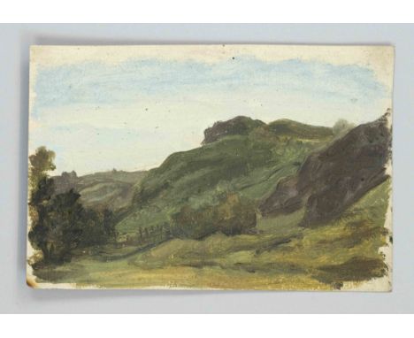 Friedrich August Schlegel (1828-1895), Landschaftsstudie, Öl auf Papier, verso der Nachlaßstempel des Künstlers, 11,2 x 16,8 