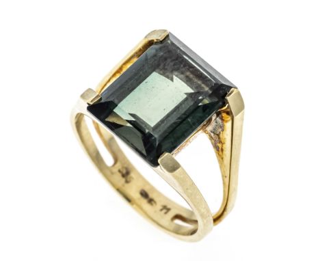 Synth. Spinell-Ring GG 585/000 mit einem rechteckig fac. synth. Spinell 13 x 10 mm, RG 56, Albrecht &amp; Keppler gemarkt, 6,