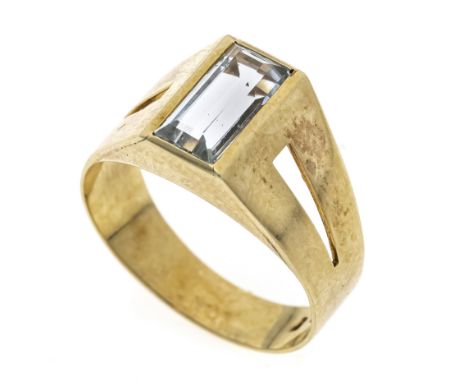 Aquamarin-Ring GG 585/000 mit einem fac. Aquamarin-Baguette 9,3 x 4,7 mm Hellblau, Augenrein, RG 57, Albrecht &amp; Keppler g