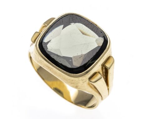 Herren-Ring GG 585/000 mit einem dunkelgrünen fac. synthetischen Spinell 15 mm, RG 61, 8,3 g