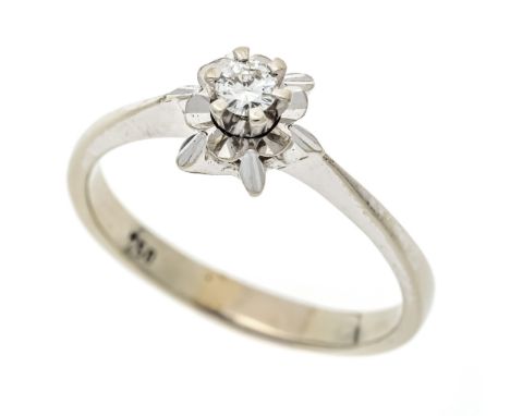 Brillant-Solitär-Ring WG 750/000 mit einem Brillanten 0,12 ct W/VS-SI, RG 57, 3,7 g