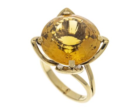 Citrin-Ring GG 585/000 mit einem rund fac. Citrin 17,7 mm, RG 55, 10,5 g