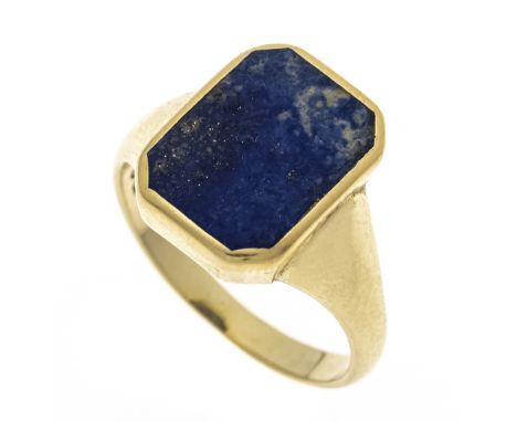 Lapislazuli-Ring GG 585/000 mit einer Lapislazuli-Platte 13,5 x 10,5 mm, RG 60, 6,5 g