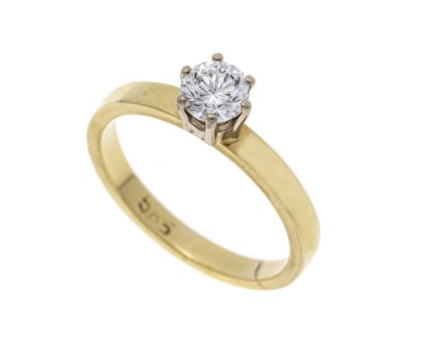 Brillant-Solitär-Ring GG/WG 585/000 mit einem Brillanten 0,41 ct W/VVS-VS, RG 51, 2,6 g