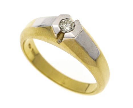 Solitär-Brillant-Ring GG/WG 750/000 mit einem Brillanten 0,20 ct get.W/PI, RG 64, 9,2 g