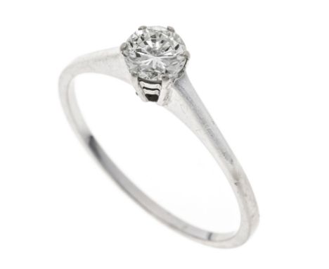 Fancy-Brillant Solitär-Ring WG 750/000 mit einem Brillanten 0,53 ct Fancy light Yellow/VS, RG 59, 2,2 g, mit Wertgutachten 20
