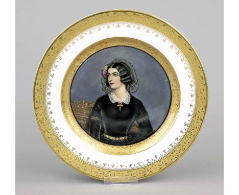 Bildteller, München, w. Nymphenburg, 20. Jh., im Spiegel Portrait der Lola Montez aus der Schönheitsgalerie in der Residenz z