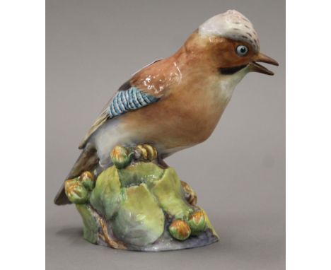 A Royal Worcester porcelain model of a jay. 15.5 cm high.