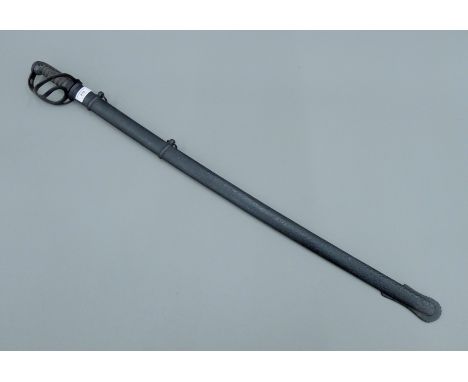 A 19th century Volunteer Artillery Officer's sword in scabbard. 98 cm long.
