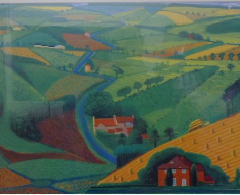 DAVID HOCKNEY, The Roads Across the Wolds, print, framed and glazed. 60 x 48 cm.