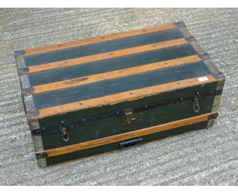 A Victorian trunk, mirror, etc. The trunk 83.5 cm wide.