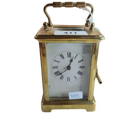 ANTIQUE CARRIAGE CLOCK AND KEY PERFECT WORKING ORDER 