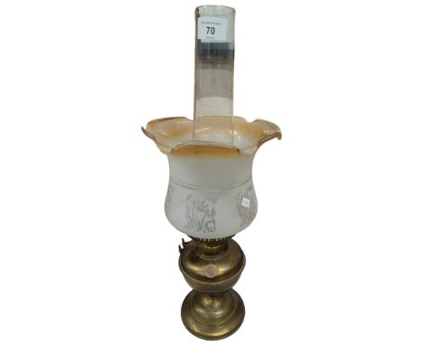 LARGE OIL LAMP WITH SHADE AND FUNNEL 