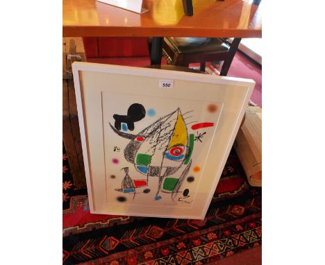 Joan Miro, a 1975 lithograph from the Maravillas suite from a limited edition of 1500, in a white frame H:63cm W:49cm